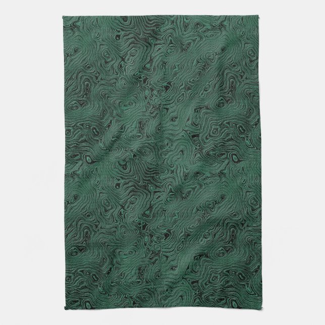 Seidenmoire Kleines Muster in Forest Green Geschirrtuch (Vertikal)