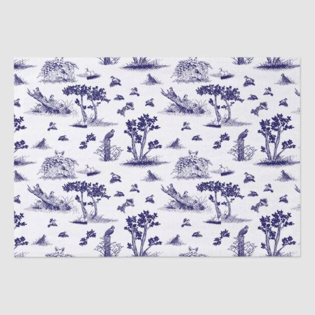 Seidenpapier-Blau Bobwhite Toile De Jouy Seidenpapier (Vorderseite)