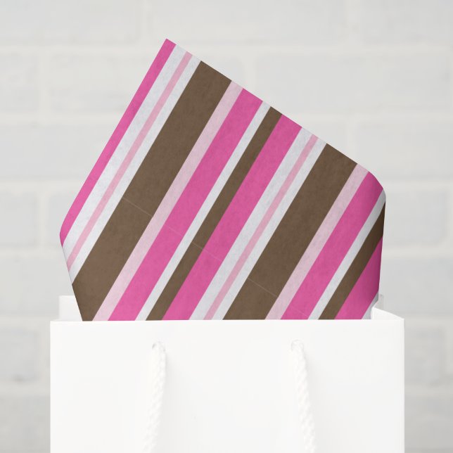 Seidenpapier Braun & Rosa Streifen (Geschenktüte)