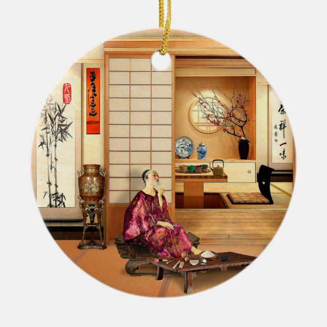 Seidenreifen Keramik Ornament (Vorne)