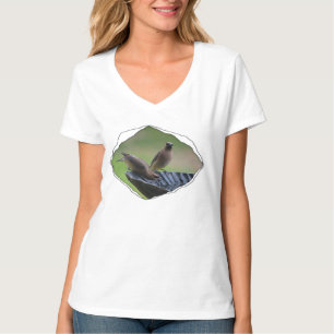 Seidenschwanz durch zerrissenes Tuch T-Shirt