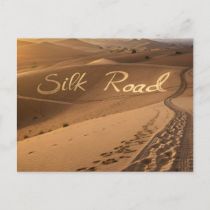 Seidenstraße Wüstenlandschaft Typografie Kunst Postkarte