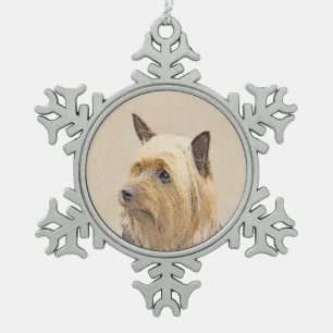 Seidiger Terrier-Malerei - niedliche ursprünglich Schneeflocken Zinn-Ornament