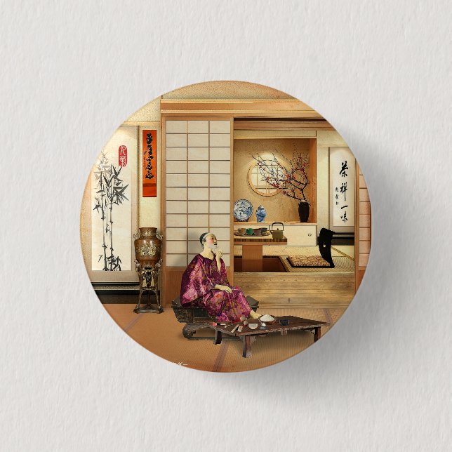 Seidiges Reispuder Button (Vorderseite)