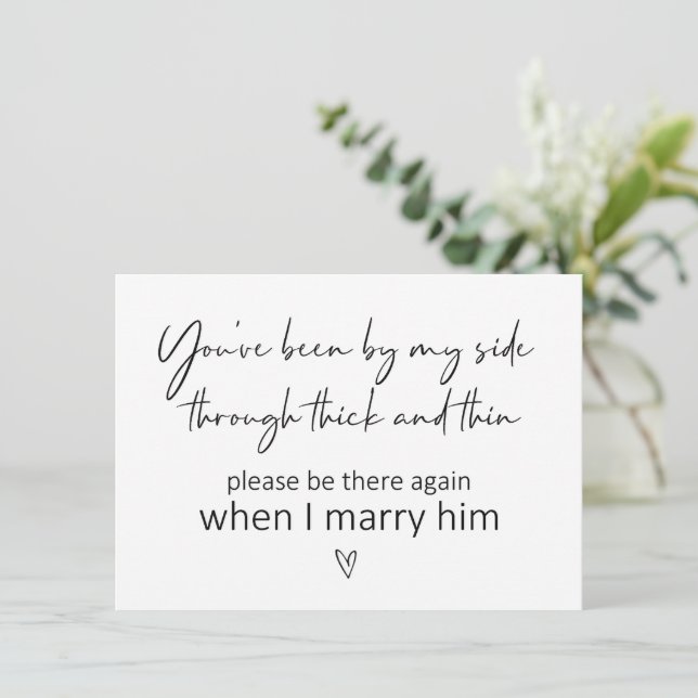 Seien Sie an meiner Seite Bridmaid Vorschlag gefal Karte (Stehend Vorderseite)