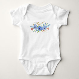 Seien Sie bescheiden und freundlich blaue Blume Baby Strampler