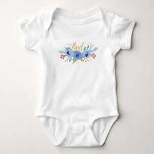 Seien Sie bescheiden und freundlich blaue Blume Baby Strampler