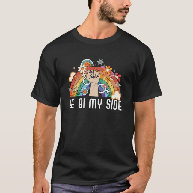 Seien Sie Bi meine Seite Bisexual Rainbow Pride Mä T-Shirt (Vorderseite)