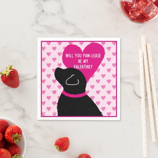 Seien Sie bitte mein Valentine Black Dog Paper Nap Serviette (Beispiel)