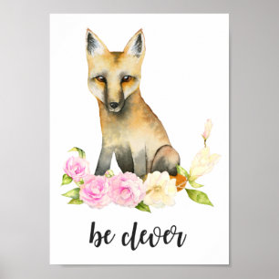 Seien Sie clever   Holz Fox Kinderzimmer Art Poster