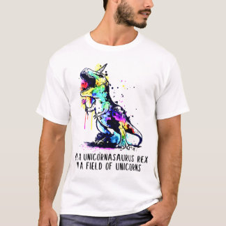 Seien Sie ein Einhorn Saurus Rex auf einem Gebiet T-Shirt