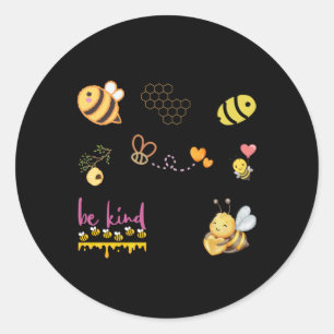 Seien Sie ein nettes Zitat und Niedliche Bienenkop Runder Aufkleber