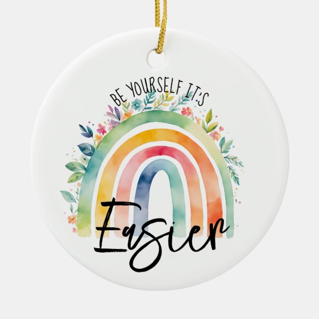 Seien Sie ein positives Affirmationsgeschenk Keramik Ornament (Vorne)