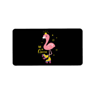 Seien Sie ein Queen Pink Flamingo Skate Roller Wom Adressaufkleber