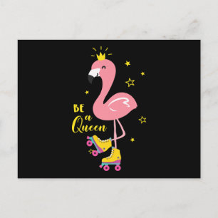 Seien Sie ein Queen Pink Flamingo Skate Roller Wom Postkarte