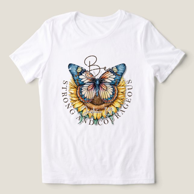 Seien Sie ein starkes und mutiges Bibelangebot Tri-Blend Shirt (Design Vorderseite)