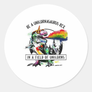 Seien Sie ein Unicornasaurus Rex in einem Feld des Runder Aufkleber