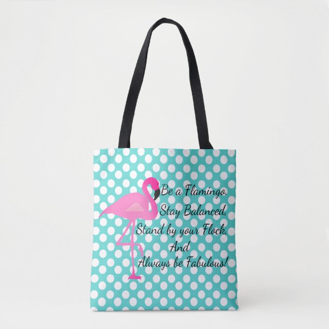Seien Sie eine Flamingo-Polka-Punkt-Tasche (Vorderseite)