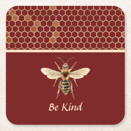 Seien Sie freundlich Bee und Honeycomb auf Burgund Rechteckiger Pappuntersetzer