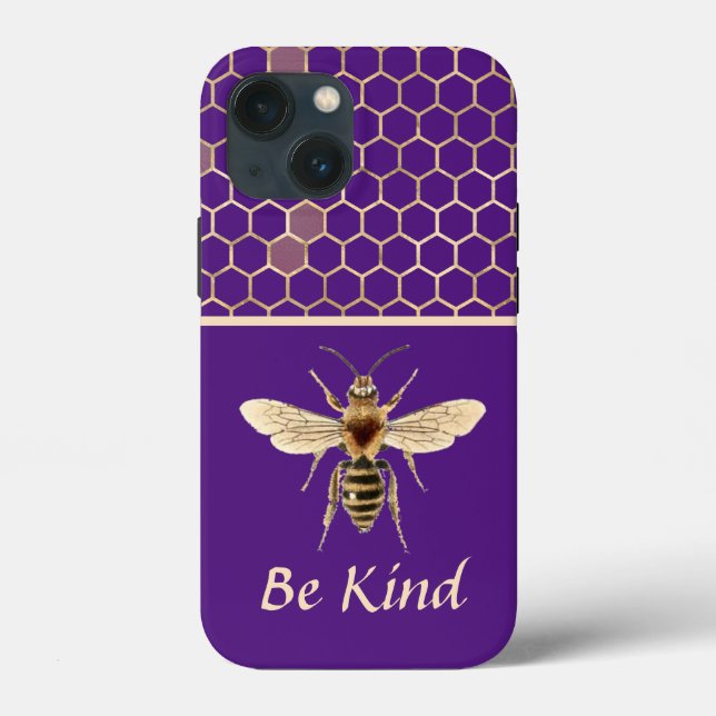 Seien Sie freundlich Bee und Honeycomb auf Lila Case-Mate iPhone Hülle (Rückseite)