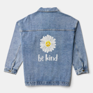 Seien Sie freundlich Daisy Peace Sign Teacher Kind Jeansjacke