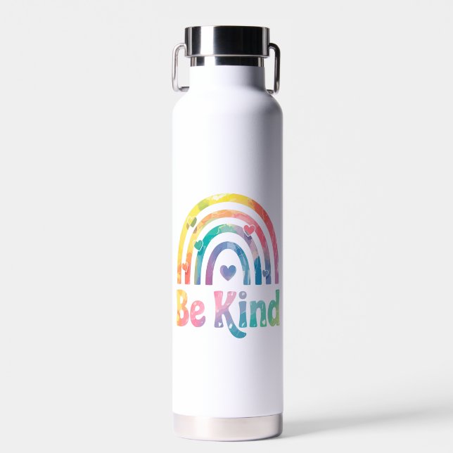 Seien Sie freundlich farbenfroher Regenbogen - ins Trinkflasche (Vorne)