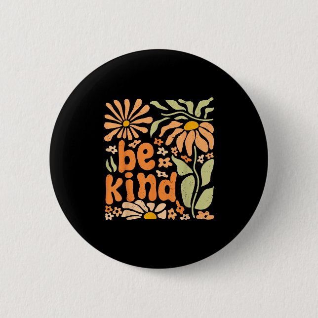 Seien Sie freundlich floral positives Zitat Boho B Button (Vorderseite)