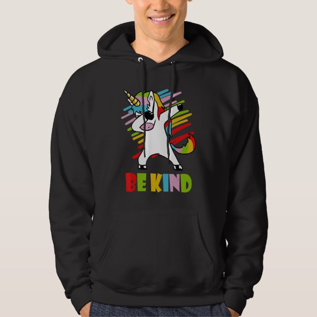 Seien Sie freundlich Niedliche Dabbing Unicorn Ora Hoodie (Vorderseite)