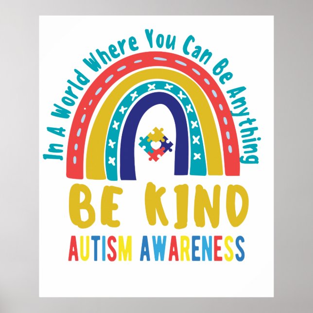 Seien Sie freundlich Rainbow Autismus Awareness Poster (Vorne)