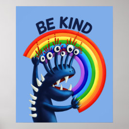 Seien Sie freundlich Rainbow Funny Güte Poster