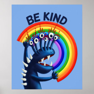 Seien Sie freundlich Rainbow Funny Güte Poster