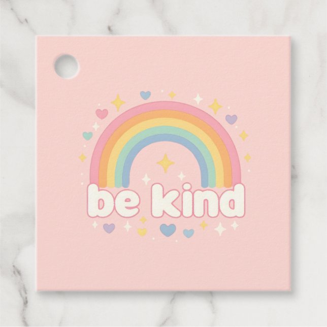 Seien Sie freundlich - Rainbow Pastel-Positionieru Geschenkanhänger (Vorderseite)
