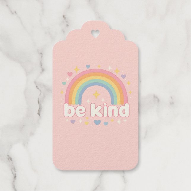 Seien Sie freundlich - Rainbow Pastel-Positionieru Geschenkanhänger (Rückseite)