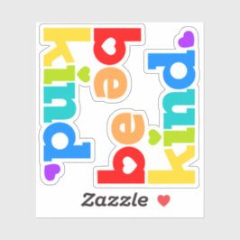 Seien Sie freundlich Regenbogen Grafik-Slogan Herz Aufkleber