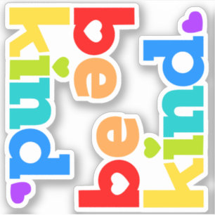 Seien Sie freundlich Regenbogen Grafik-Slogan Herz Aufkleber