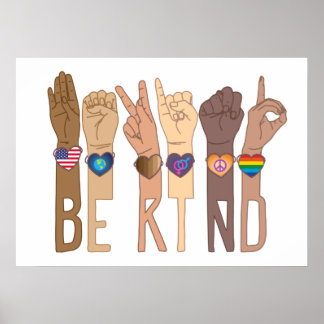 Seien Sie freundlich Signsprache - Kindness ASL -  Poster
