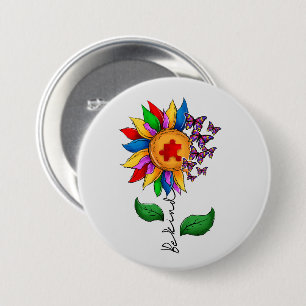 Seien Sie freundlich Sonnenblumen- Autismus-Bewuss Button