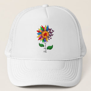 Seien Sie freundlich Sonnenblumen- Autismus-Bewuss Truckerkappe