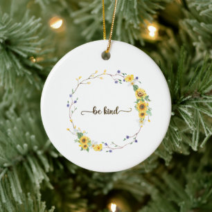 Seien Sie freundlich, Sonnenblumen, botanischer Kr Keramik Ornament