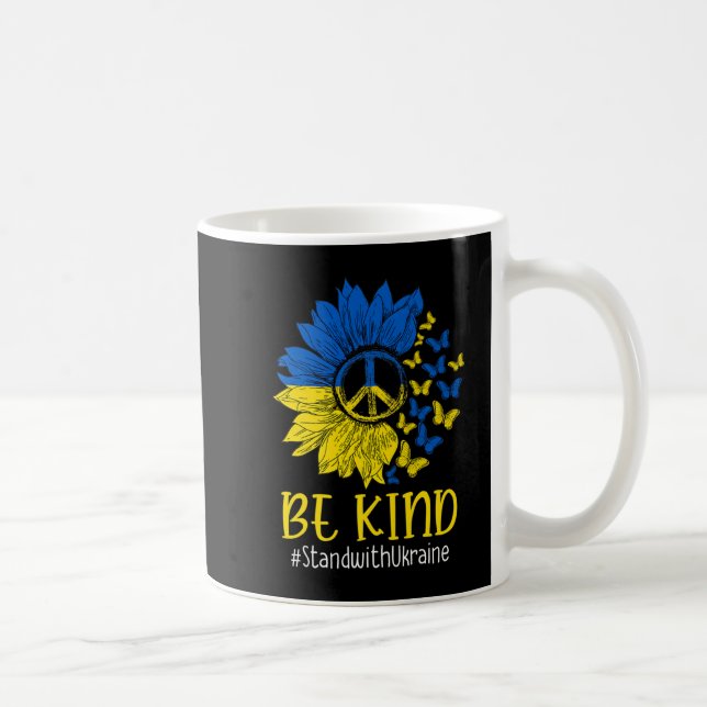 Seien Sie freundlich Sonnenblumen Frieden Liebe Uk Kaffeetasse (Rechts)