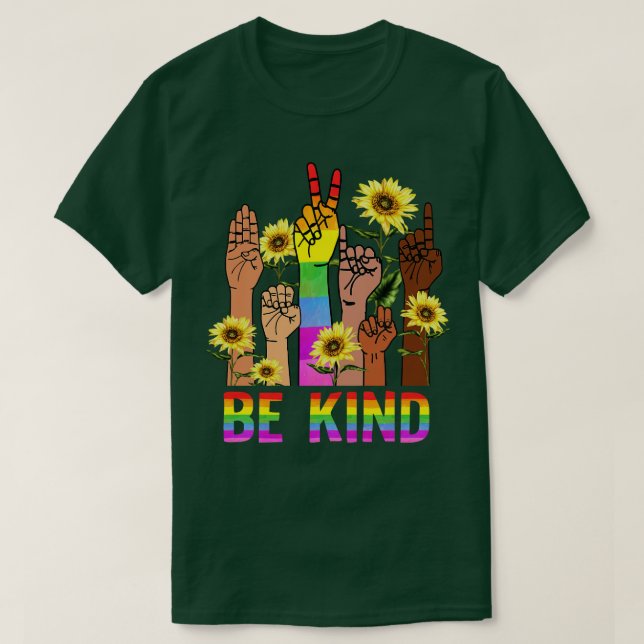 Seien Sie freundlich und sprechen Sie LGBT Flag Ga T-Shirt (Design vorne)