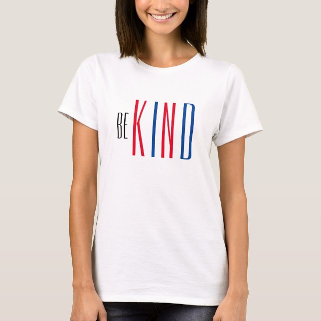 Seien Sie freundlich Zitat Red White Blue Damen Mo T-Shirt (Vorderseite)