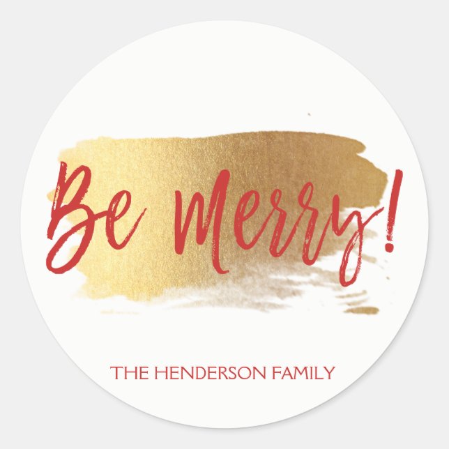 Seien Sie froh, handschriftlich Weihnachten Runder Aufkleber (Vorderseite)