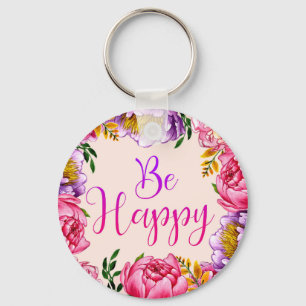 Seien Sie froh, rosa Peony Key Chain Schlüsselanhänger