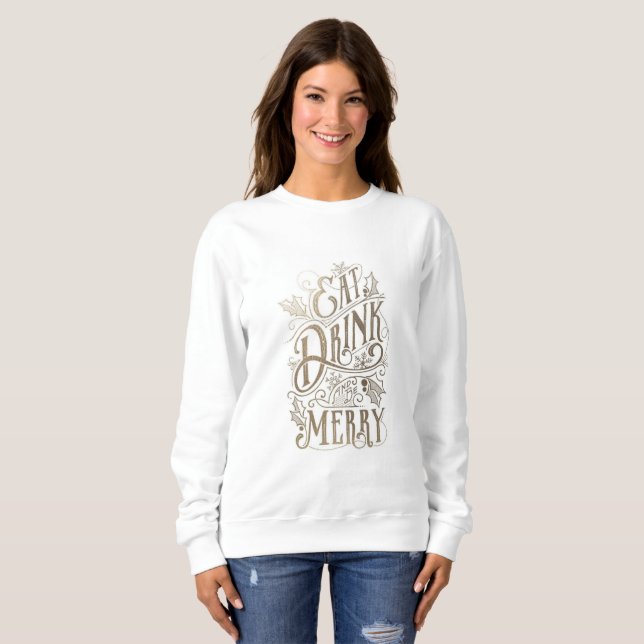 "Seien Sie fröhlicher" Weihnachtspullover Sweatshirt (Vorne ganz)