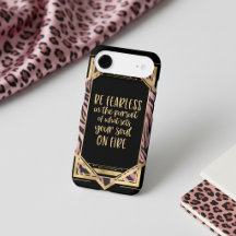 Seien Sie furchtlos Zitat rosa Leopard Print Art D
