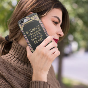 Seien Sie furchtlos Zitat rosa Leopard Print Art D Case-Mate iPhone Hülle