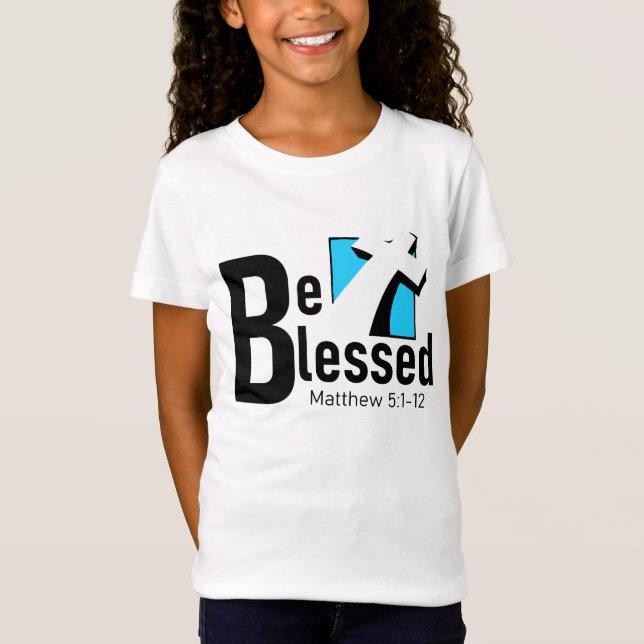 Seien Sie gesegnet mit Cross & Scripture Girls T-S T-Shirt (Vorderseite)
