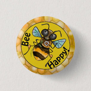 Seien Sie glücklich, Adorable Honeybiene Button
