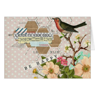 Seien Sie glücklich bei der digitalen Vogelcollage